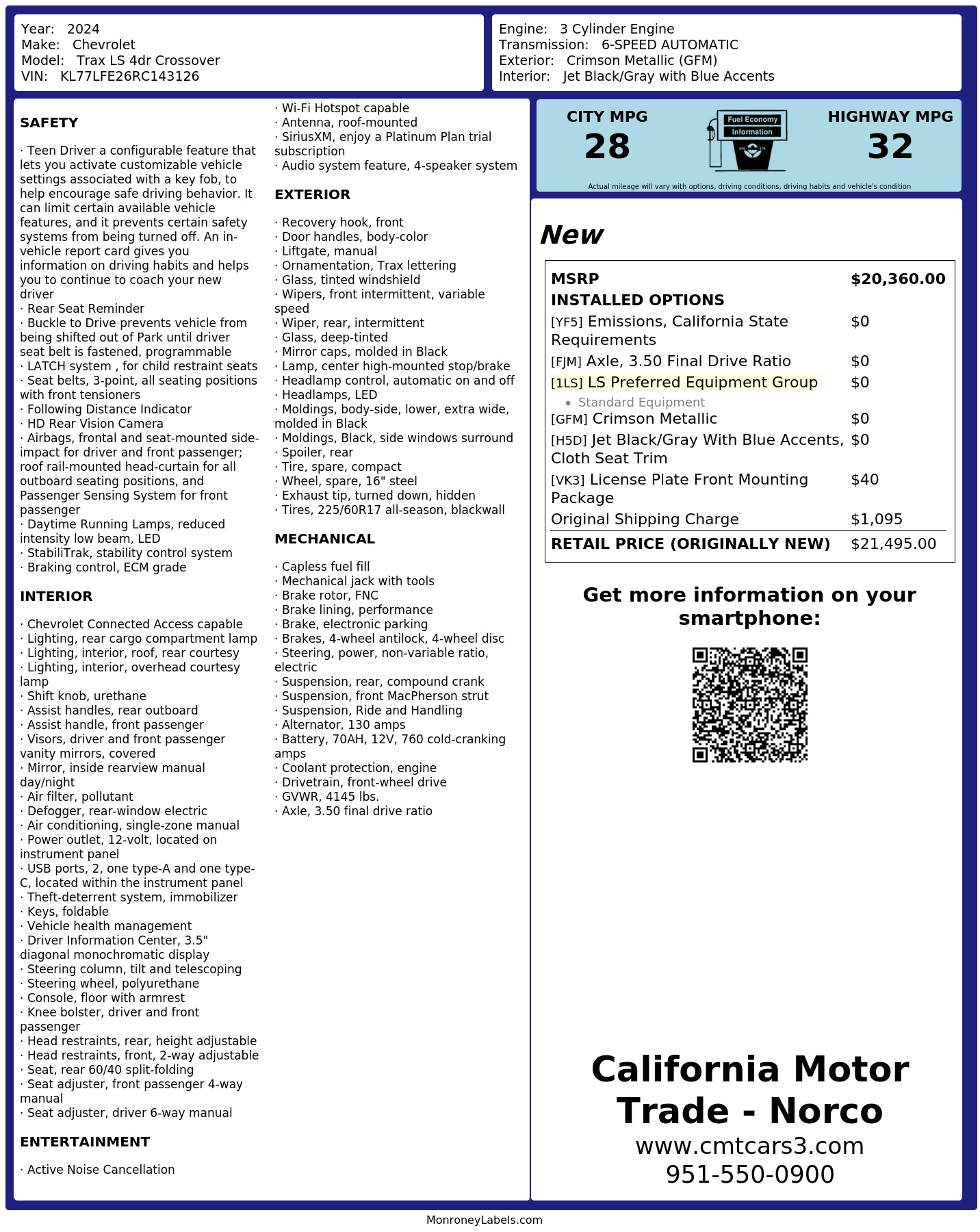 Monroney Label