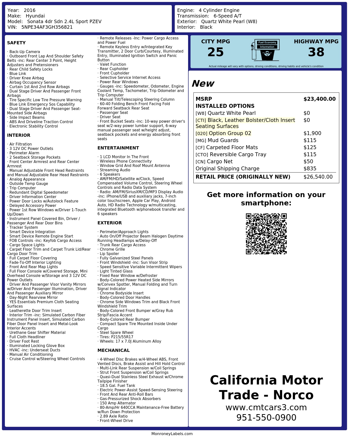 Monroney Label