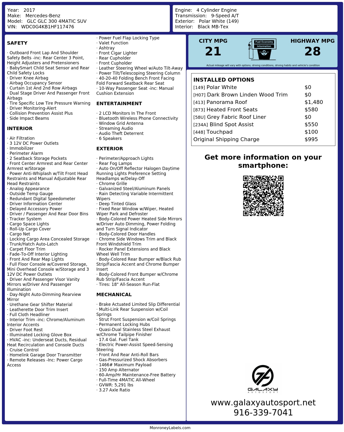 Monroney Label