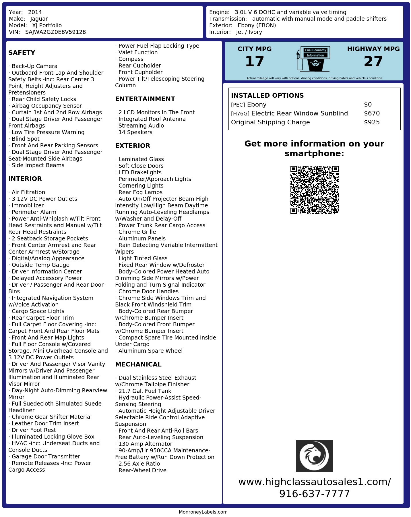 Monroney Label