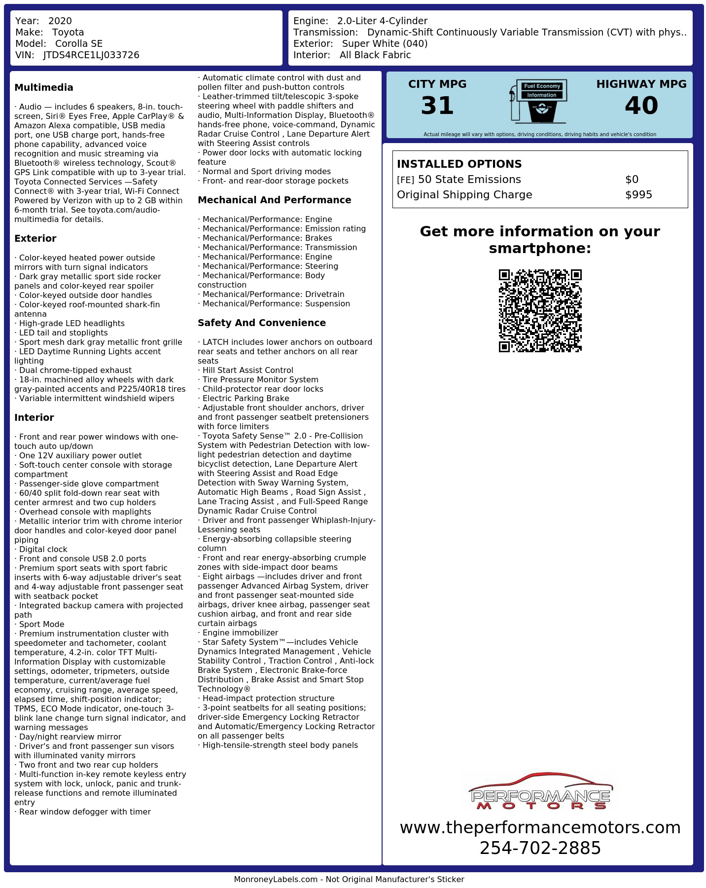 Monroney Label