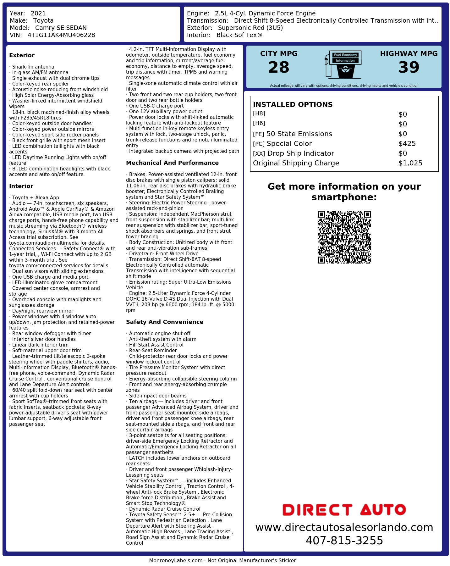 Monroney Label