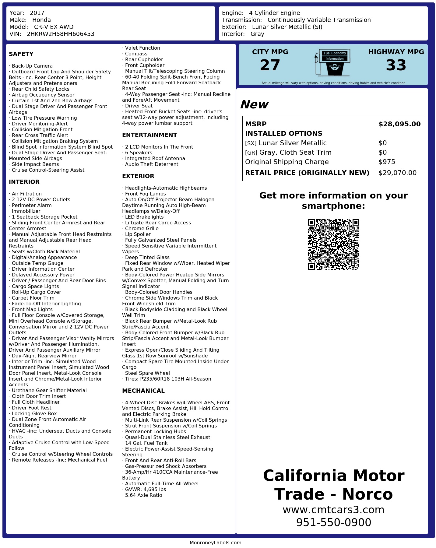 Monroney Label