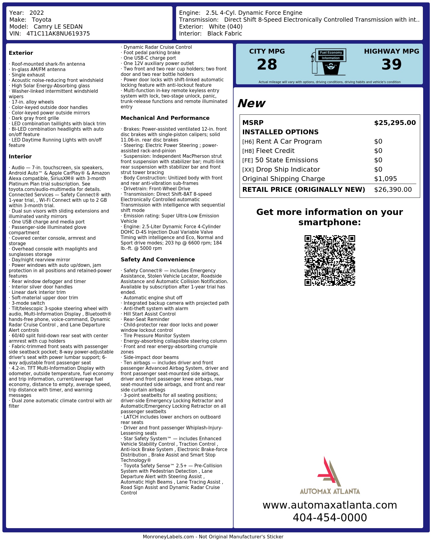 Monroney Label