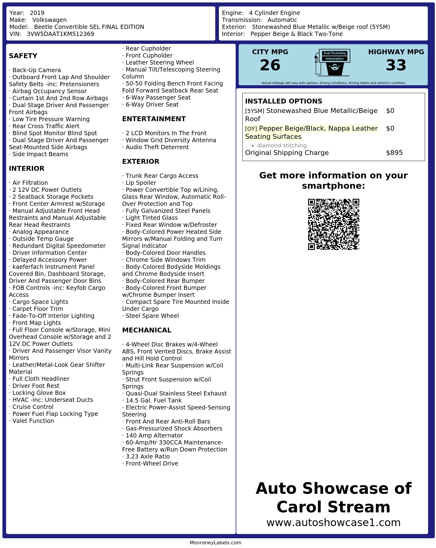Monroney Label