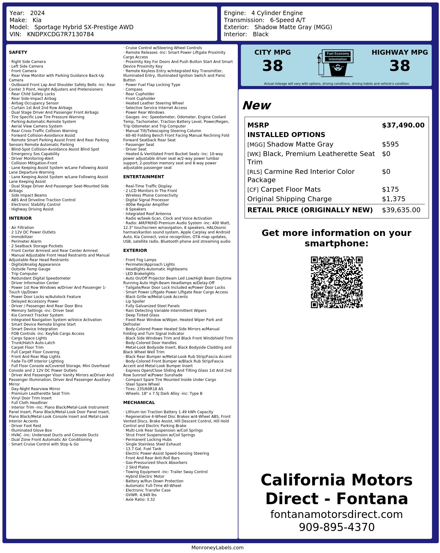 Monroney Label