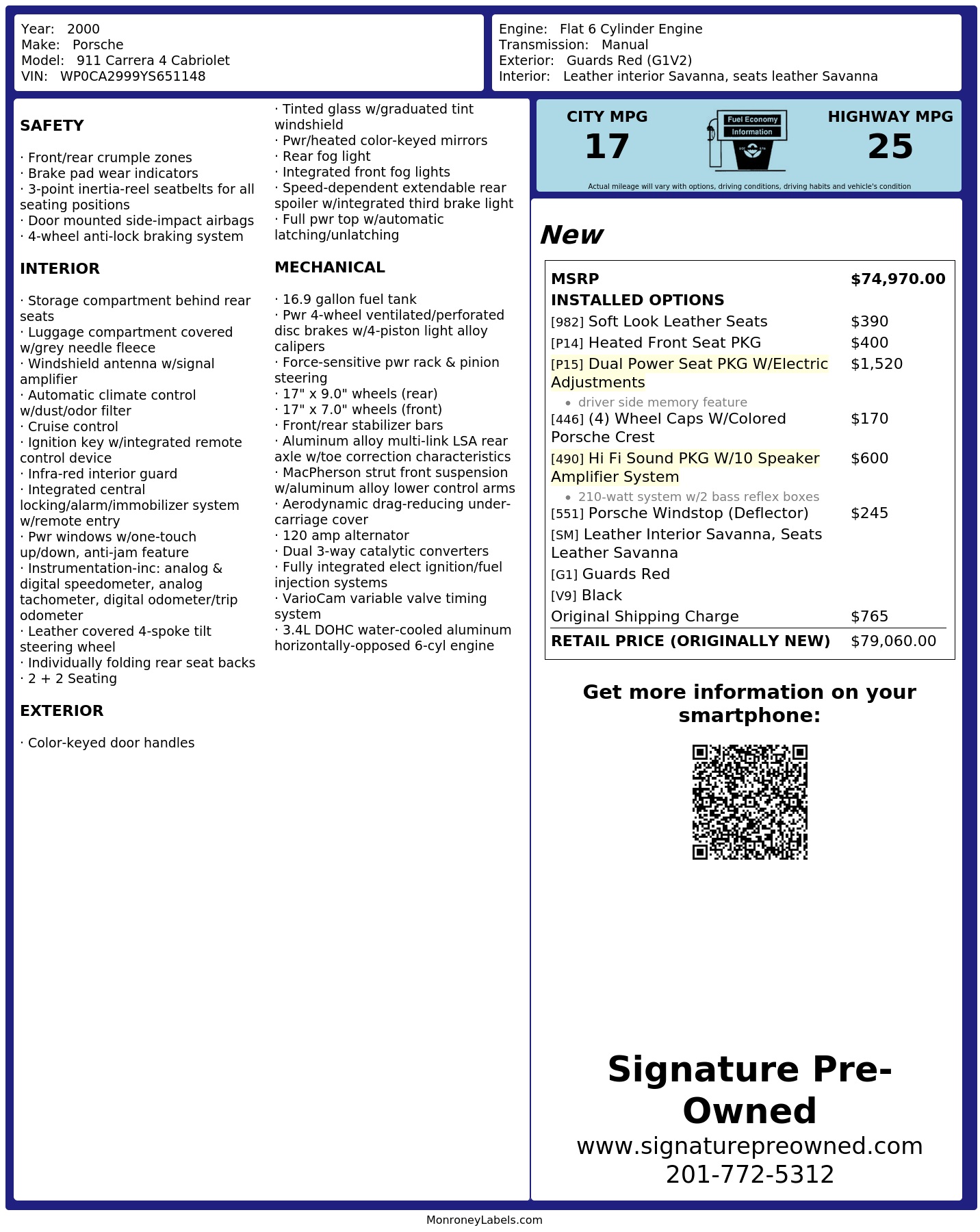 Monroney Label