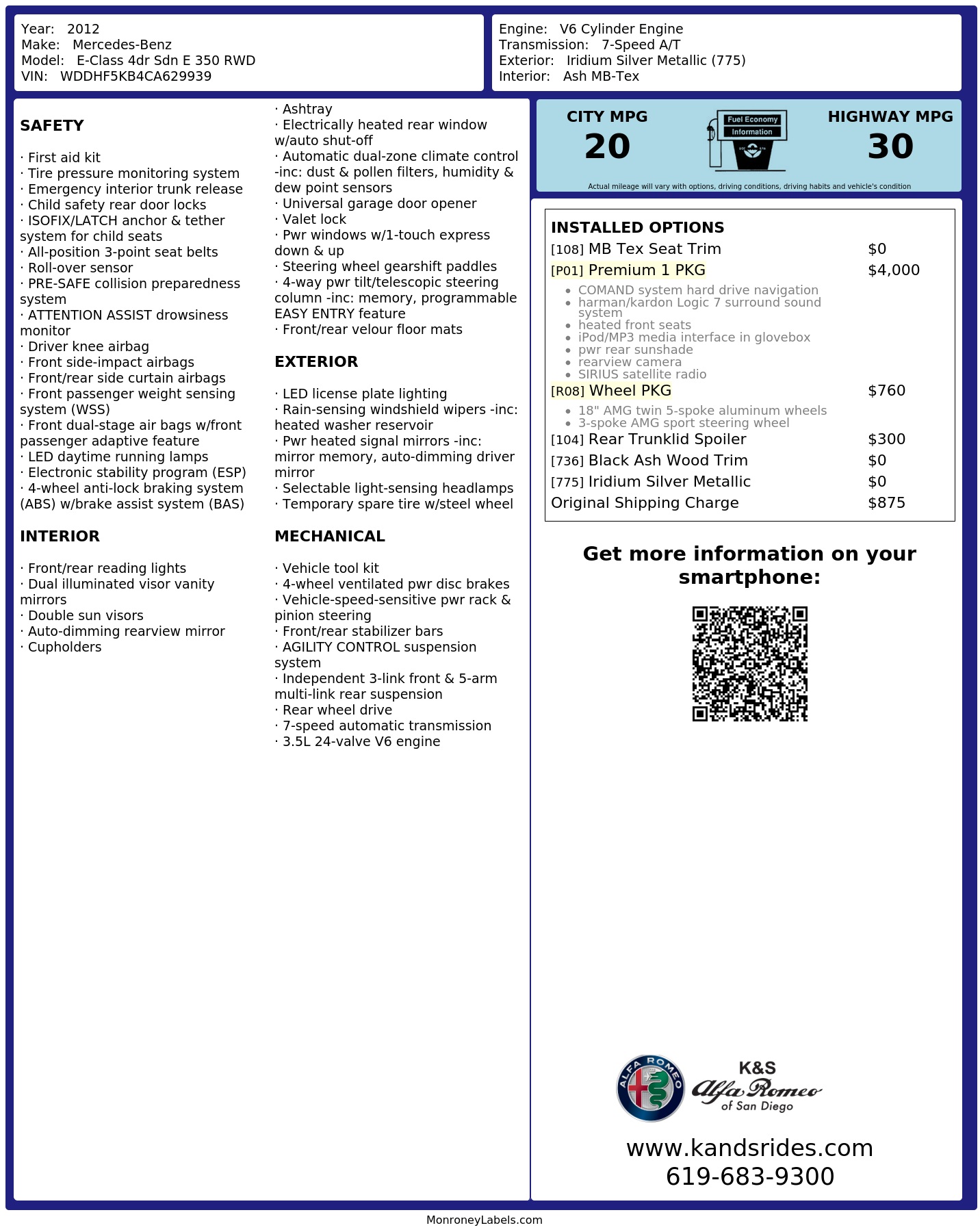 Monroney Label