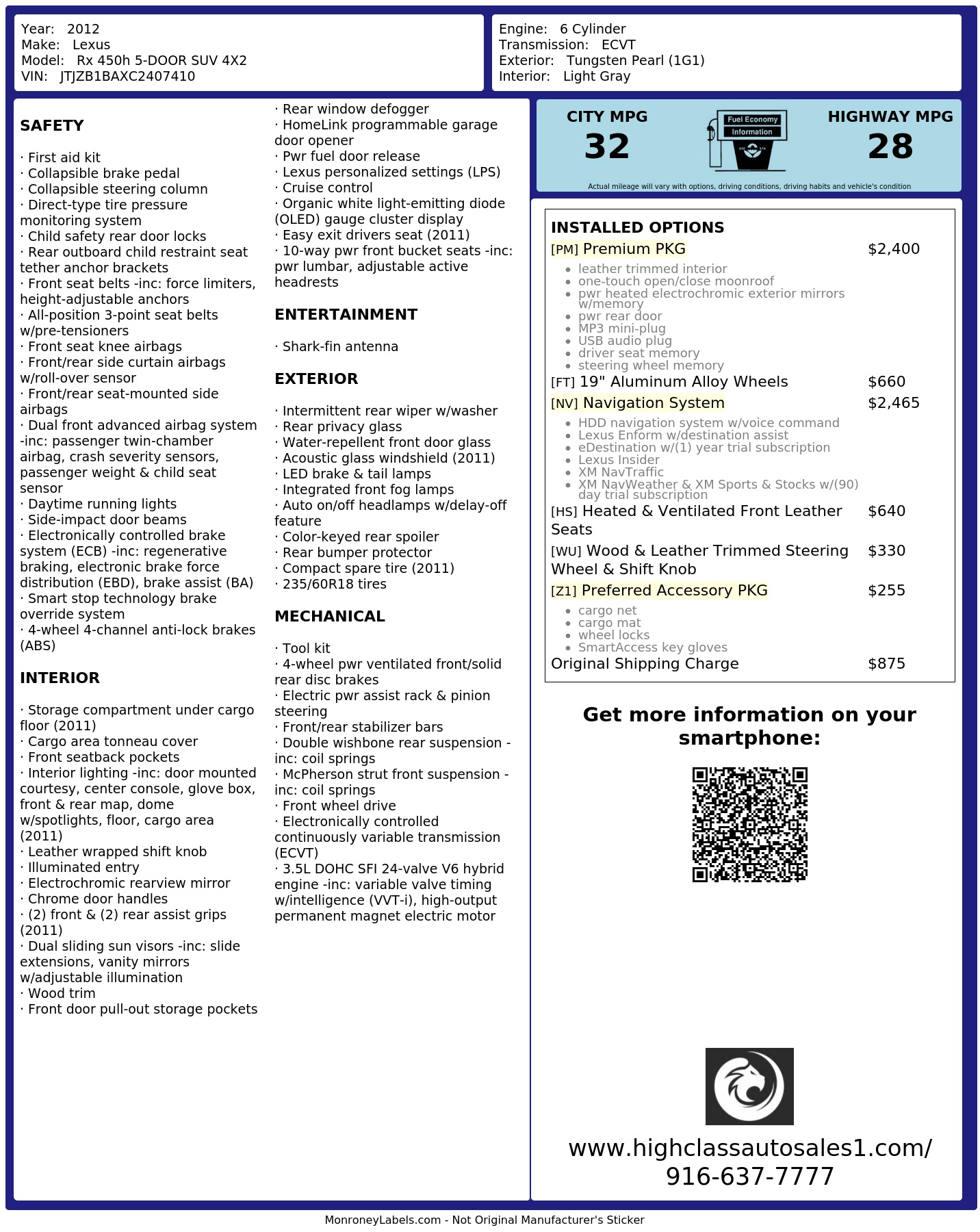 Monroney Label