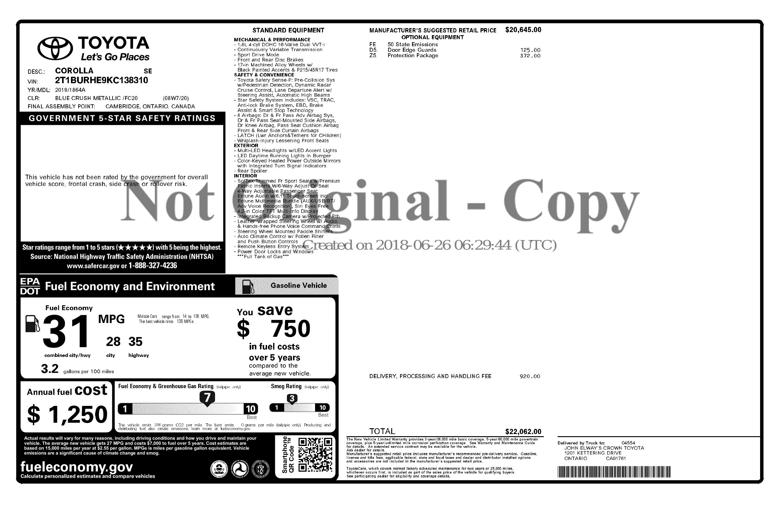 Monroney Label
