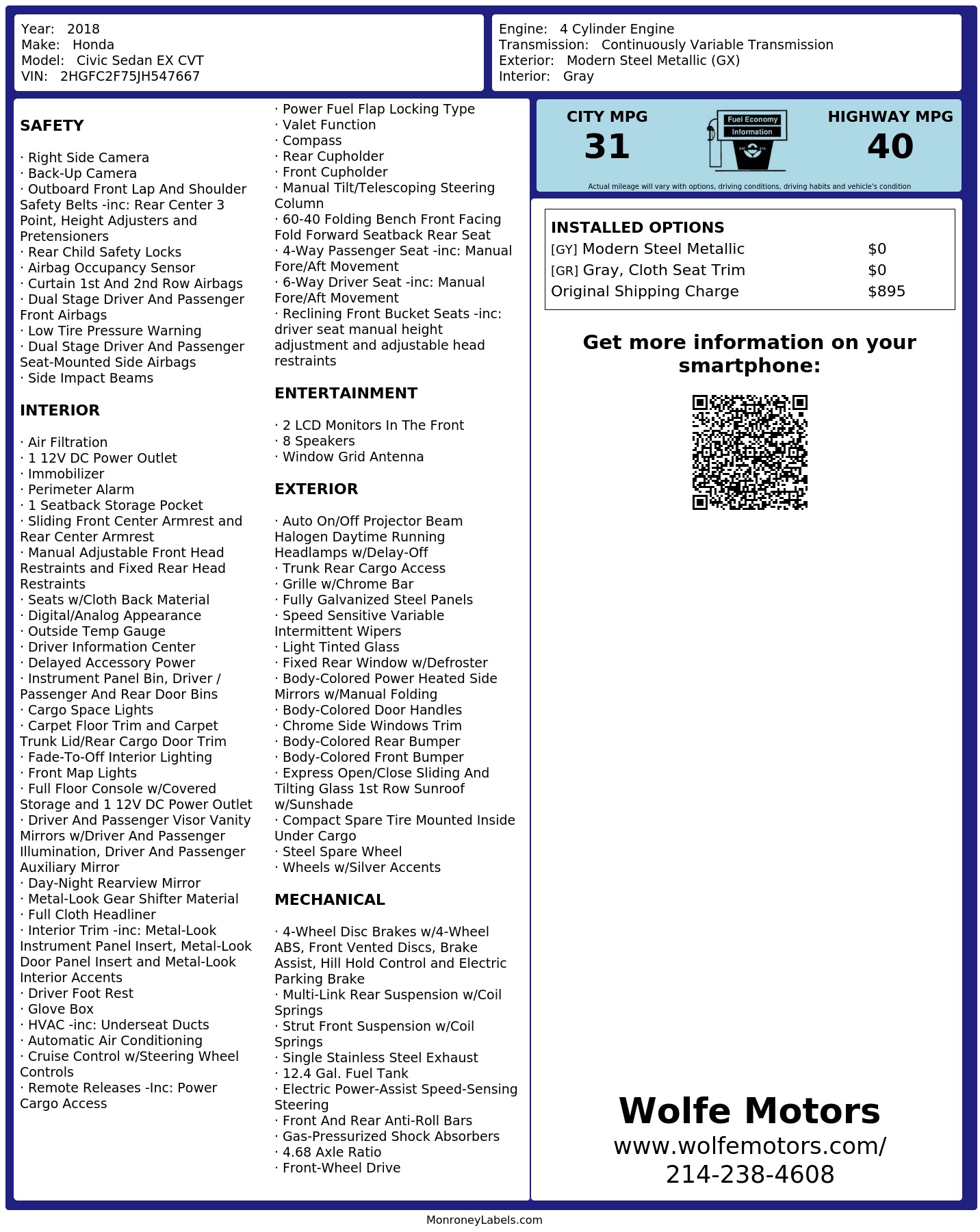 Monroney Label