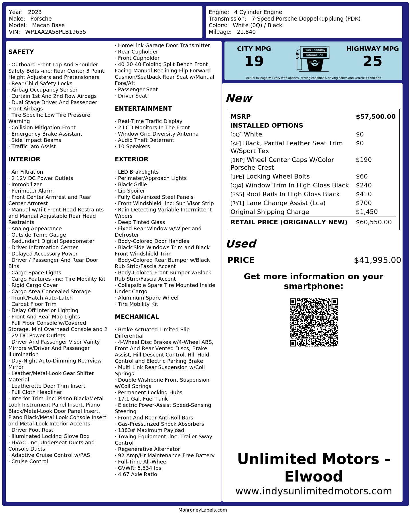 Monroney Label