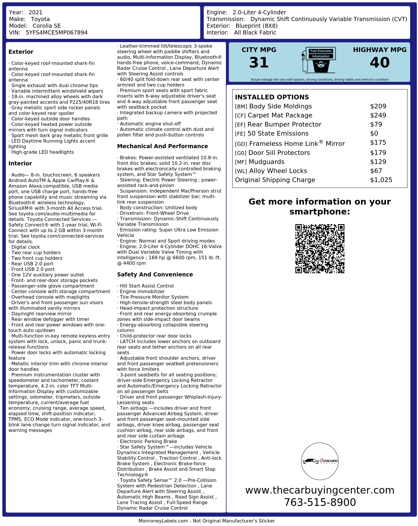 Monroney Label