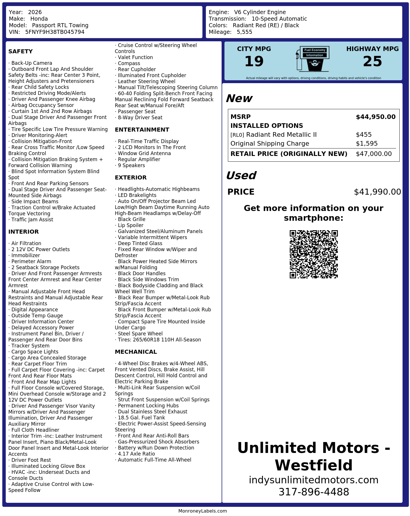Monroney Label
