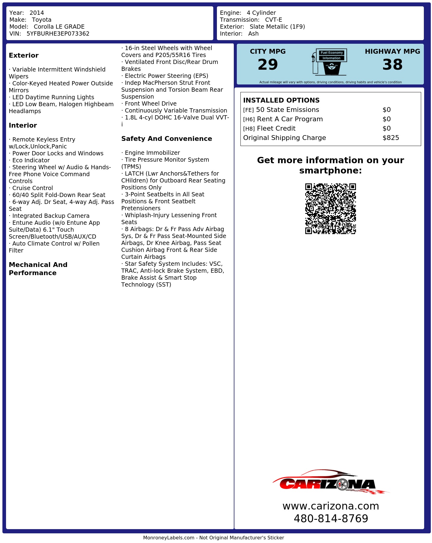 Monroney Label