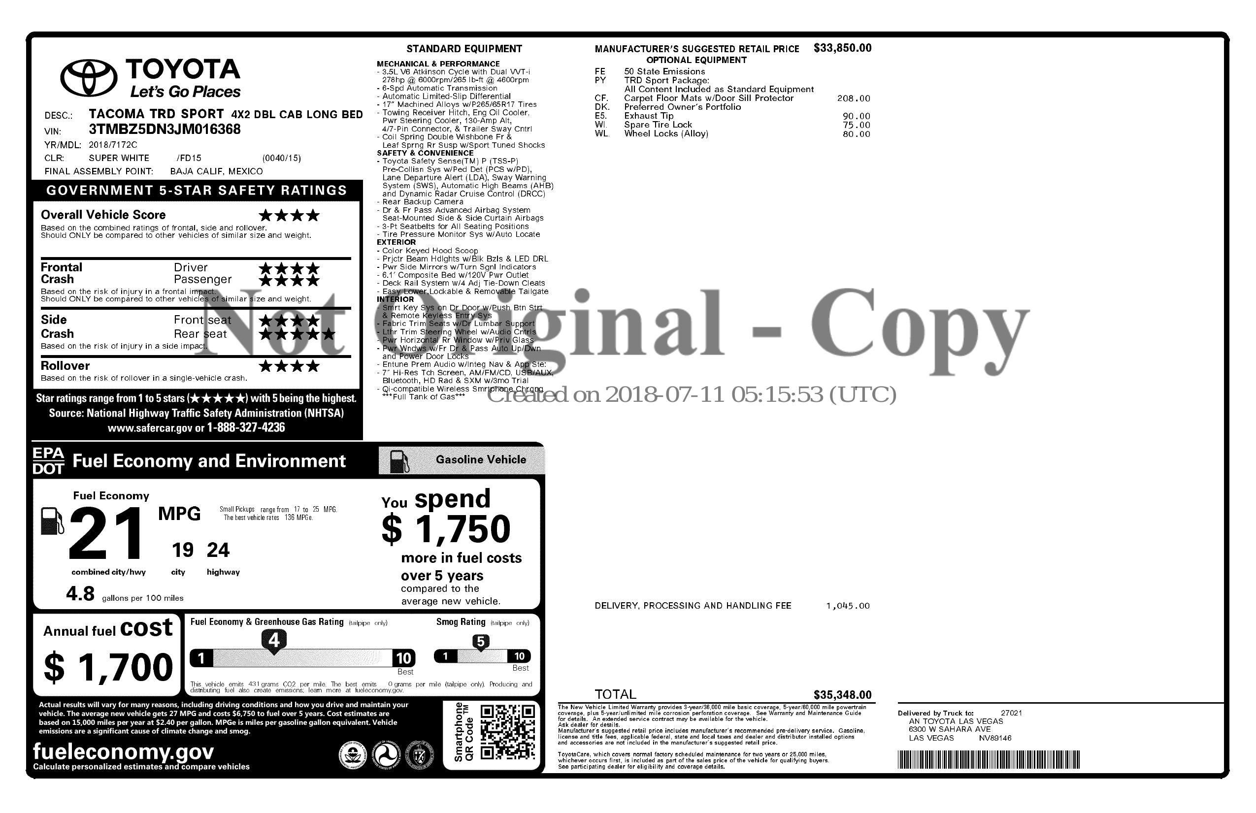 Monroney Label