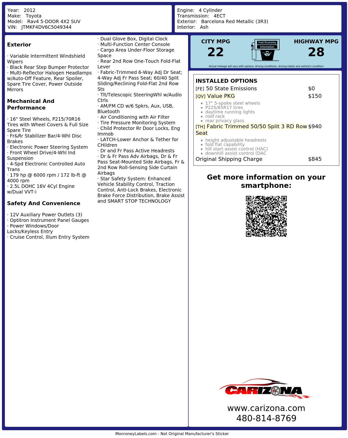 Monroney Label