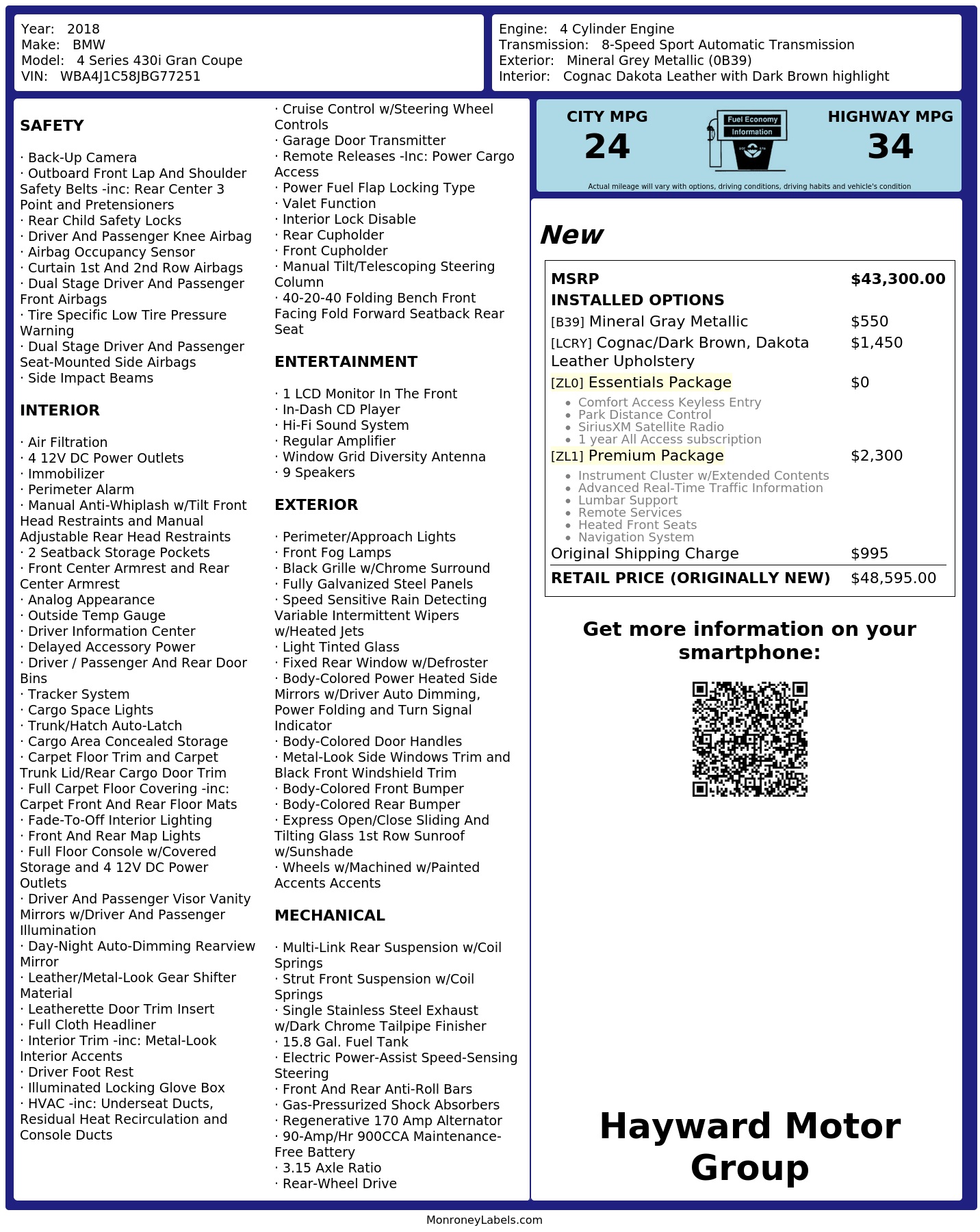 Monroney Label