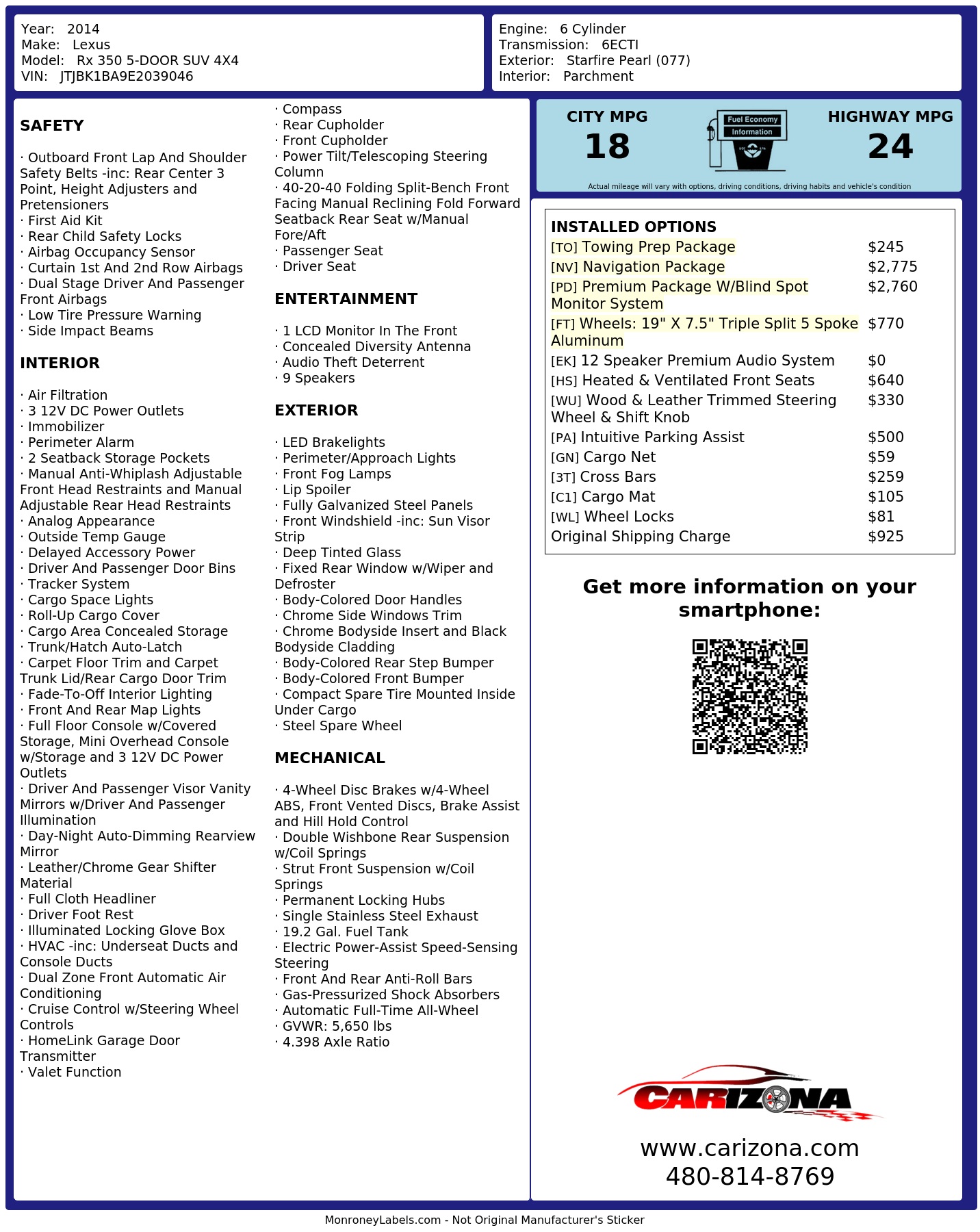 Monroney Label