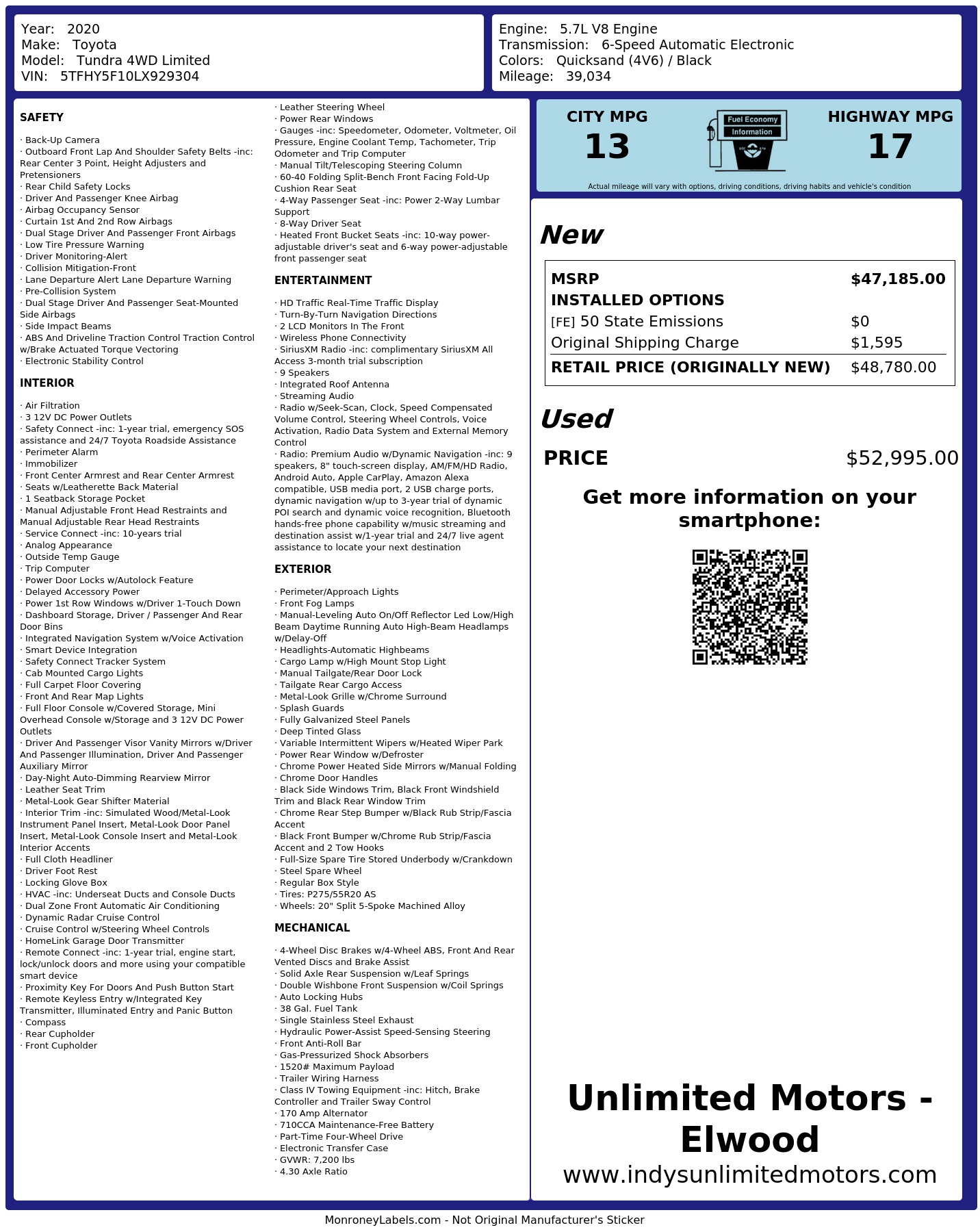 Monroney Label