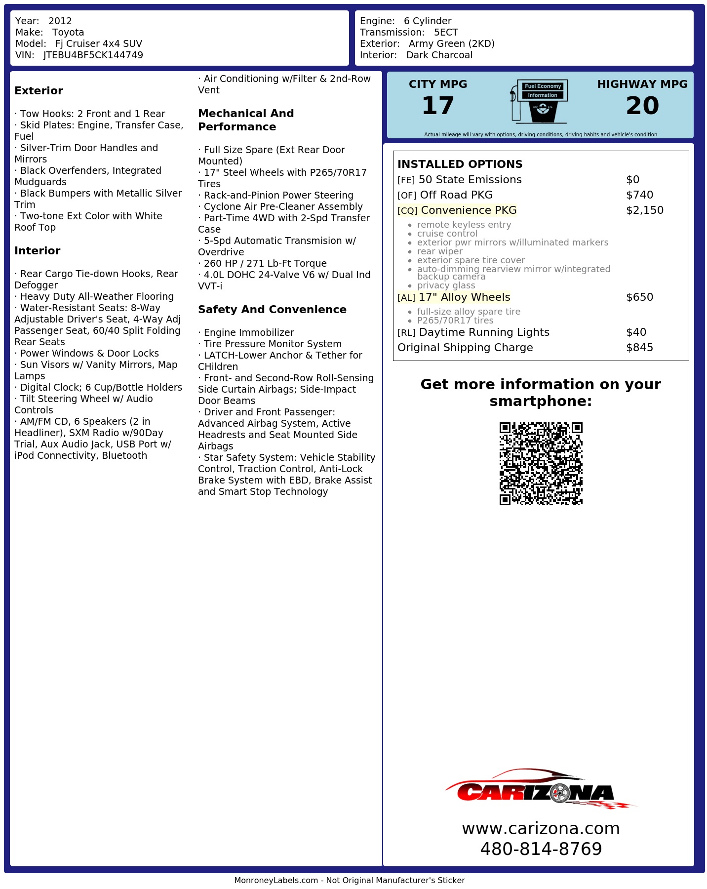 Monroney Label