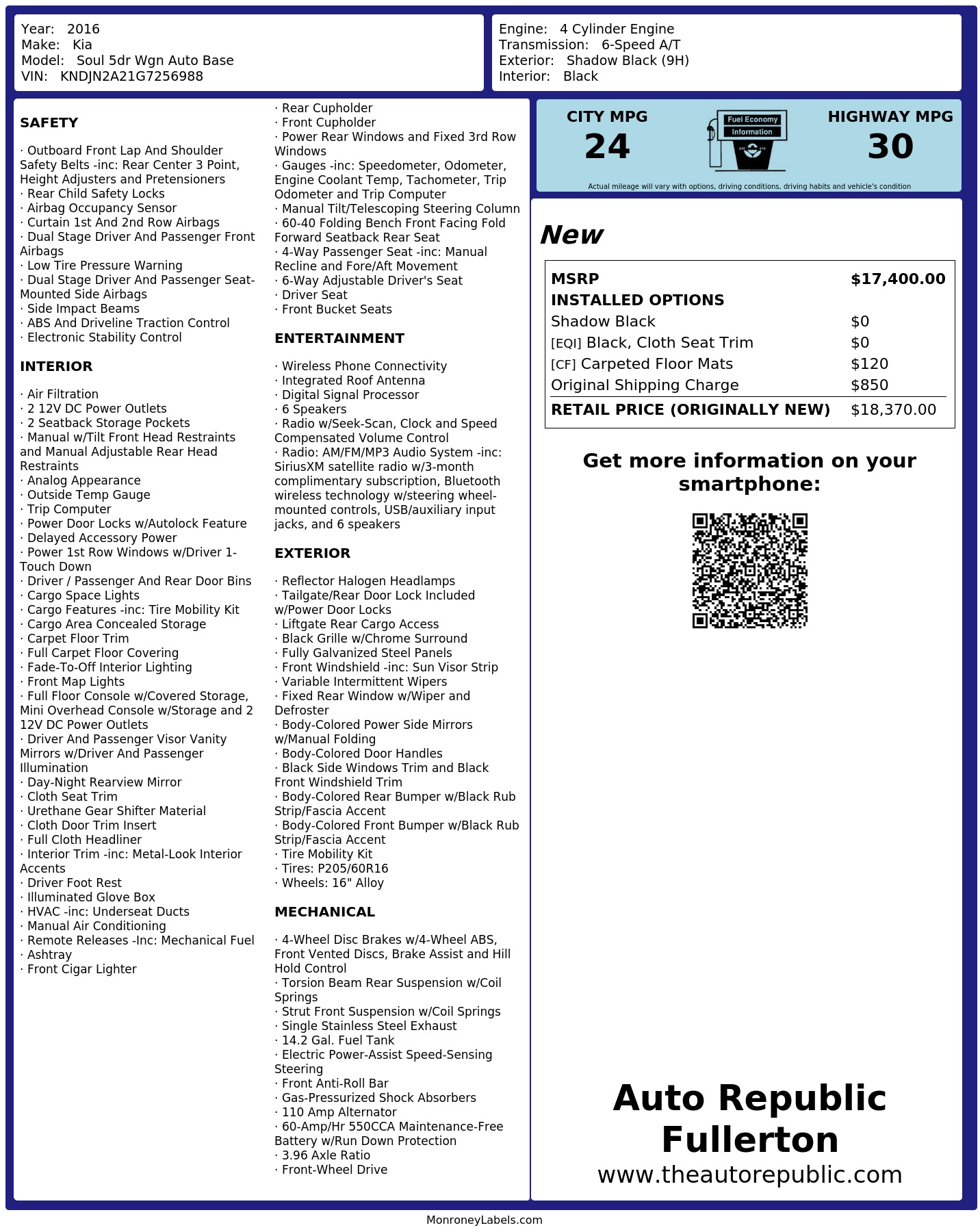 Monroney Label