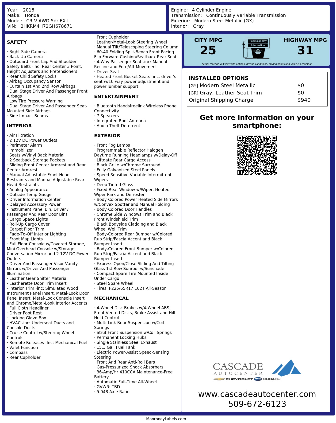 Monroney Label