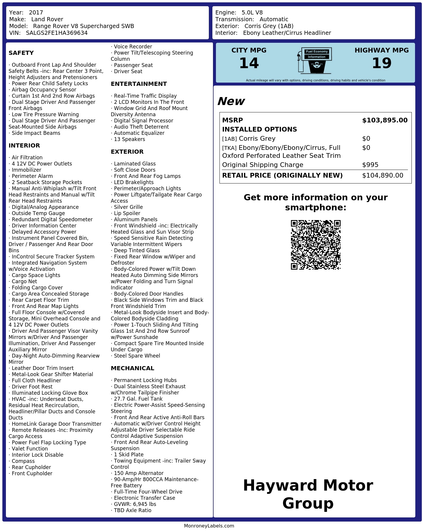 Monroney Label