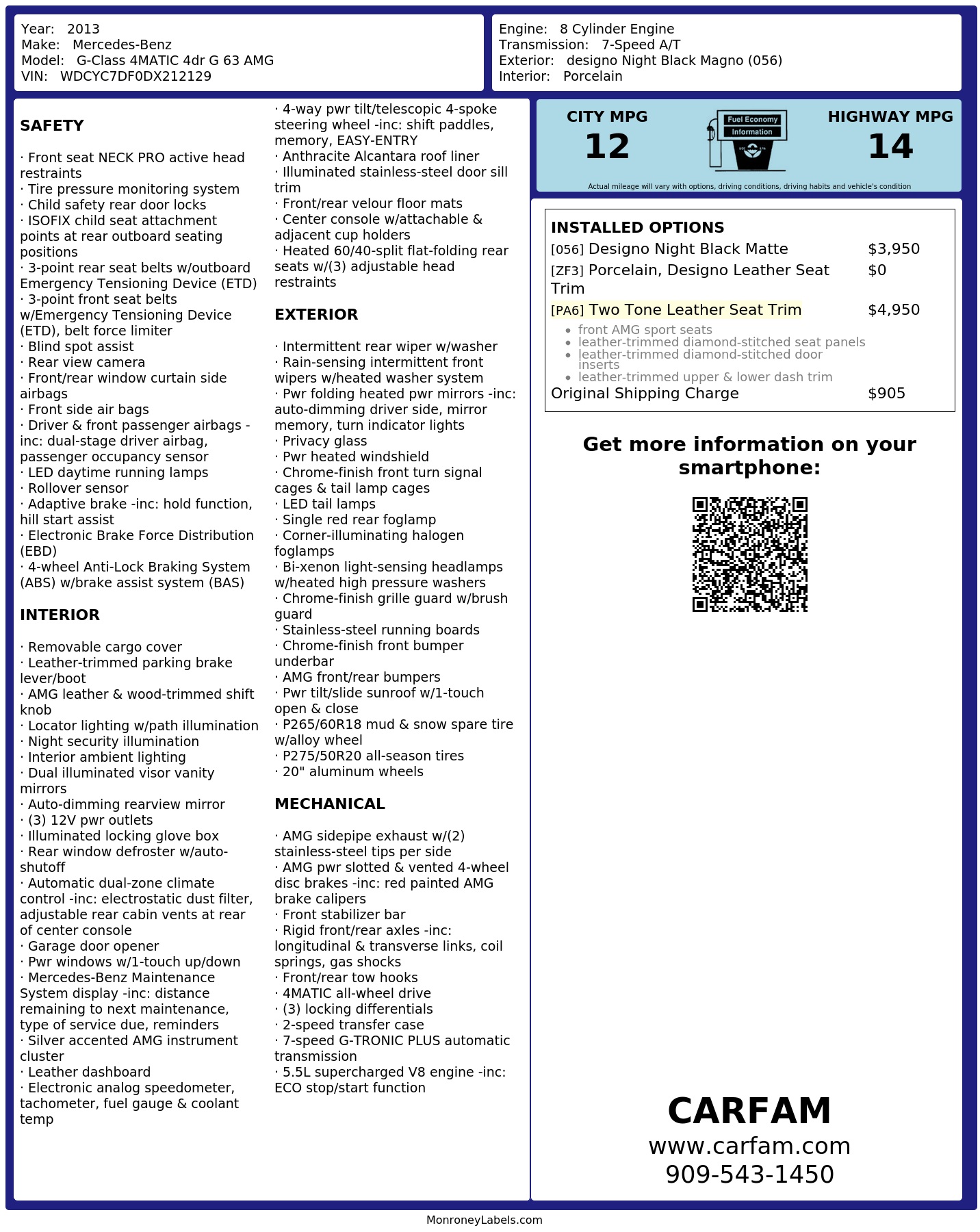 Monroney Label