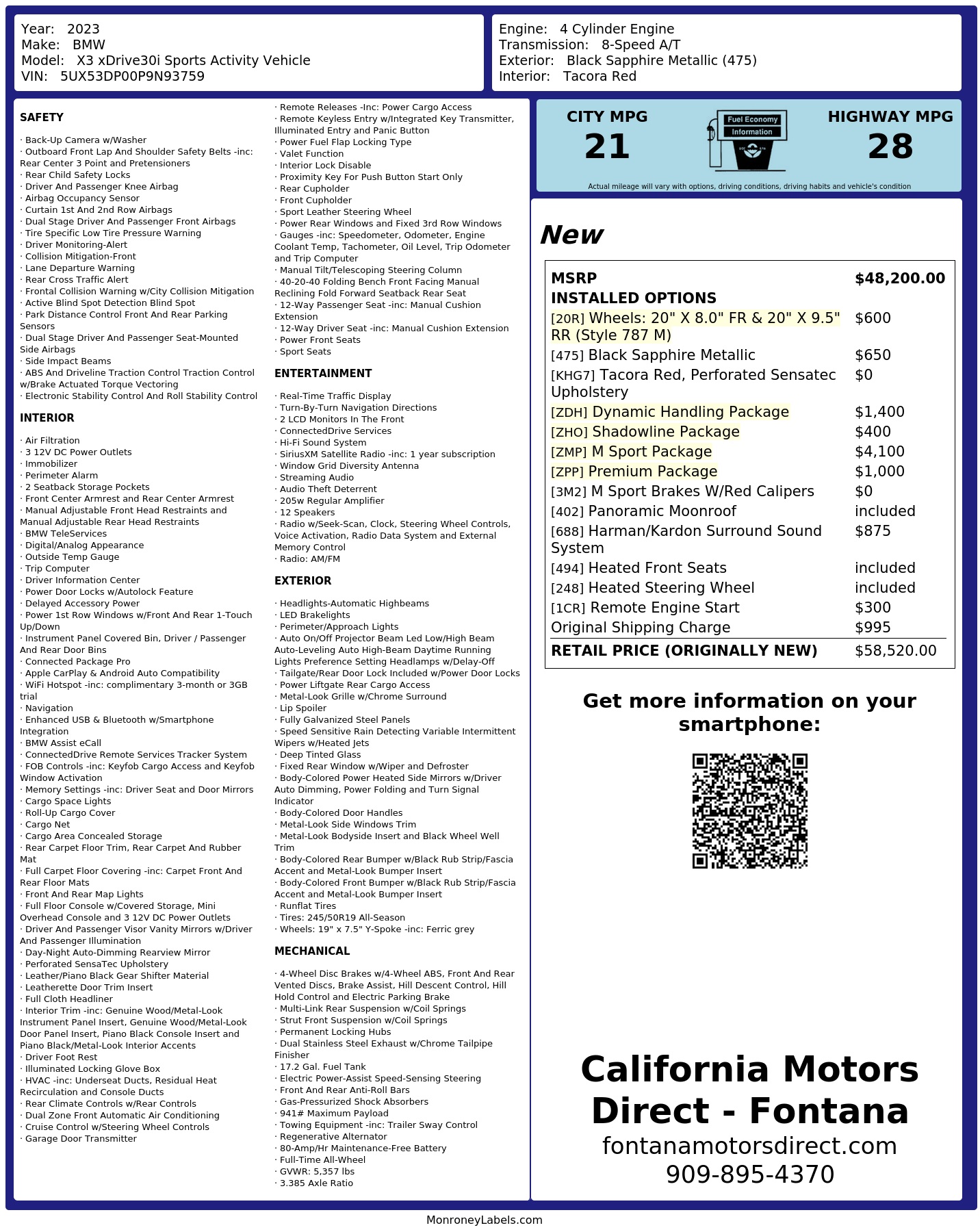 Monroney Label
