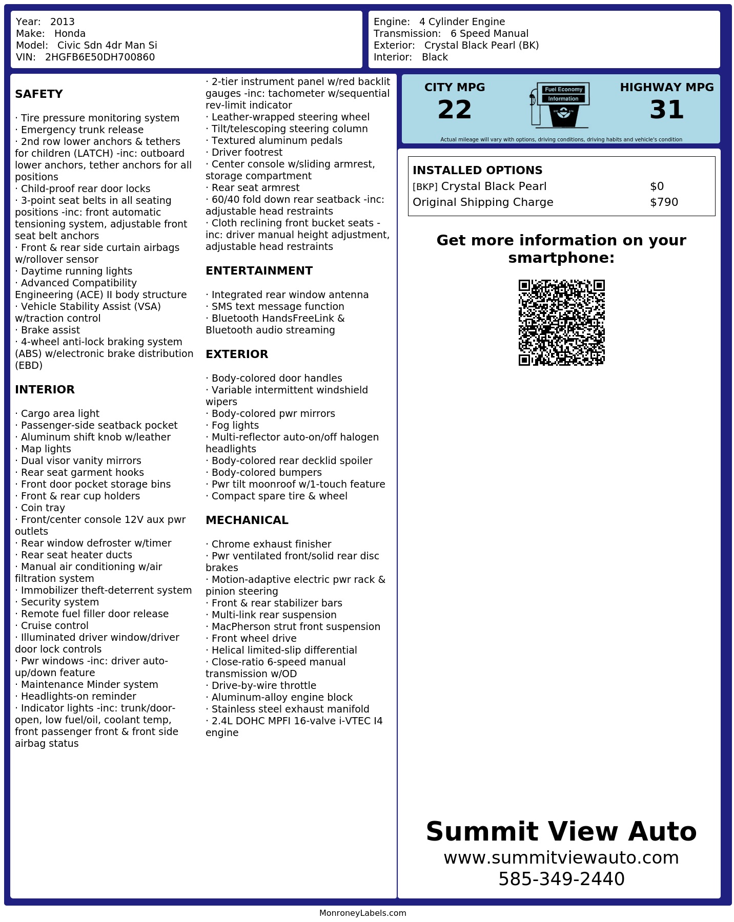 Monroney Label