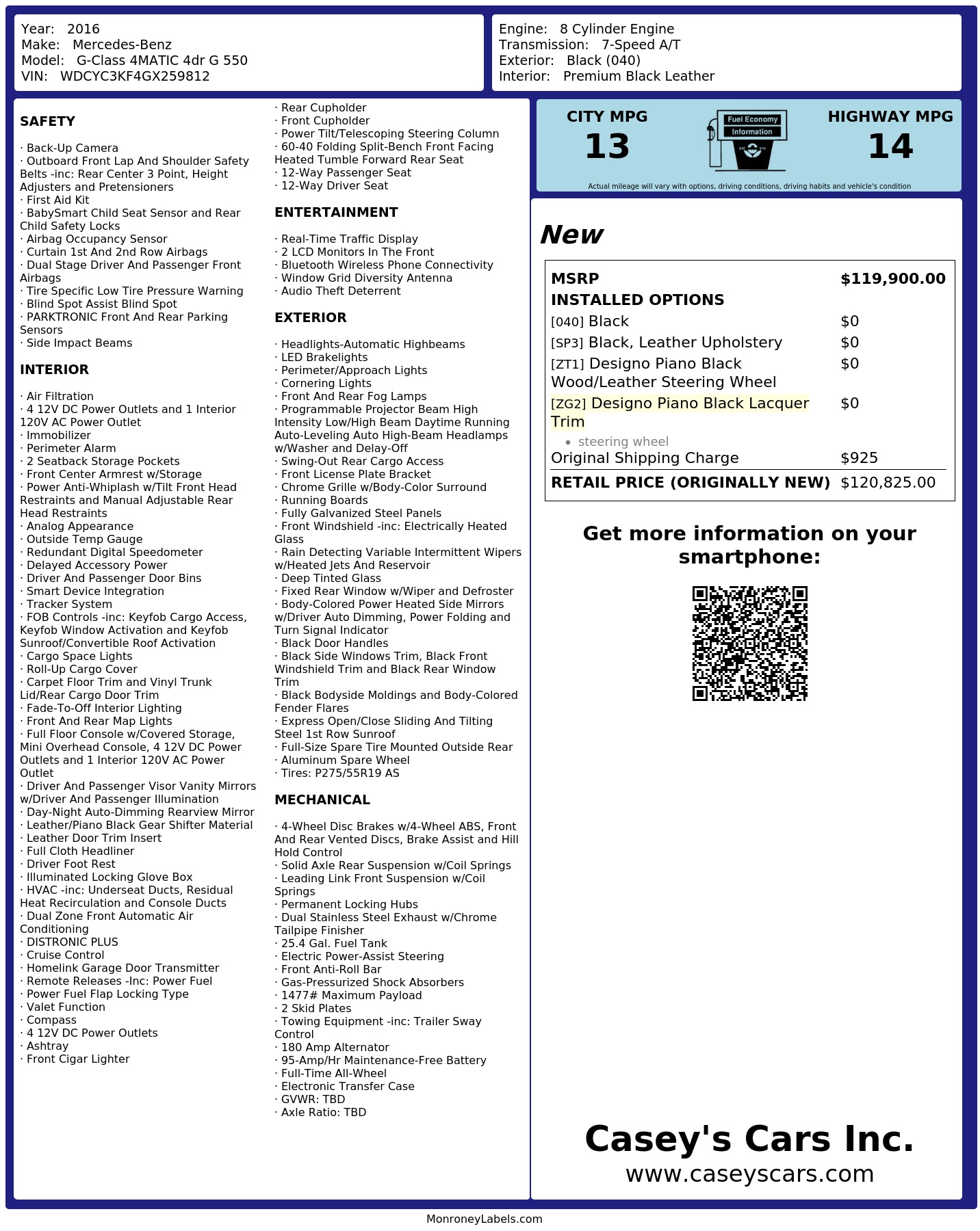 Monroney Label