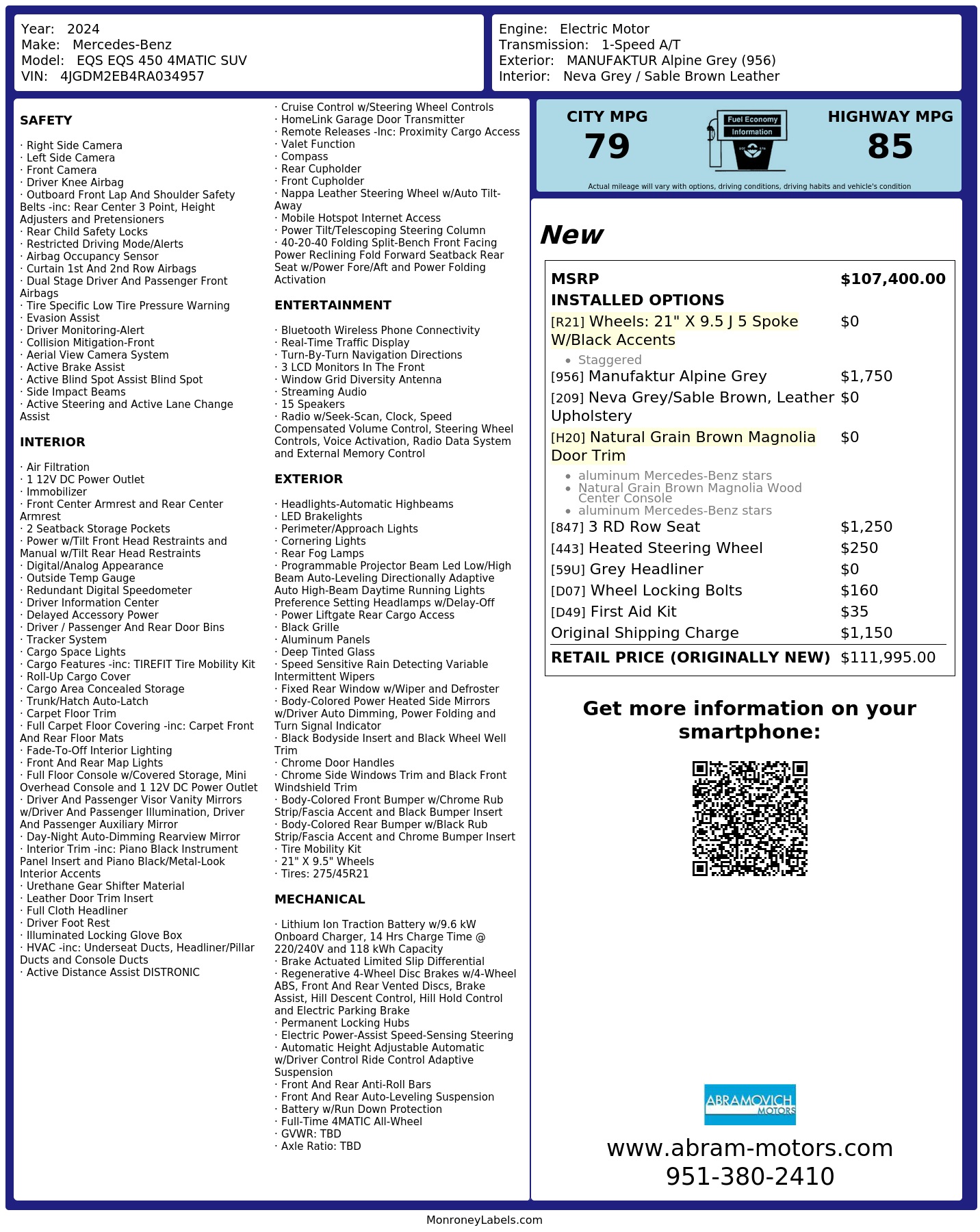 Monroney Label