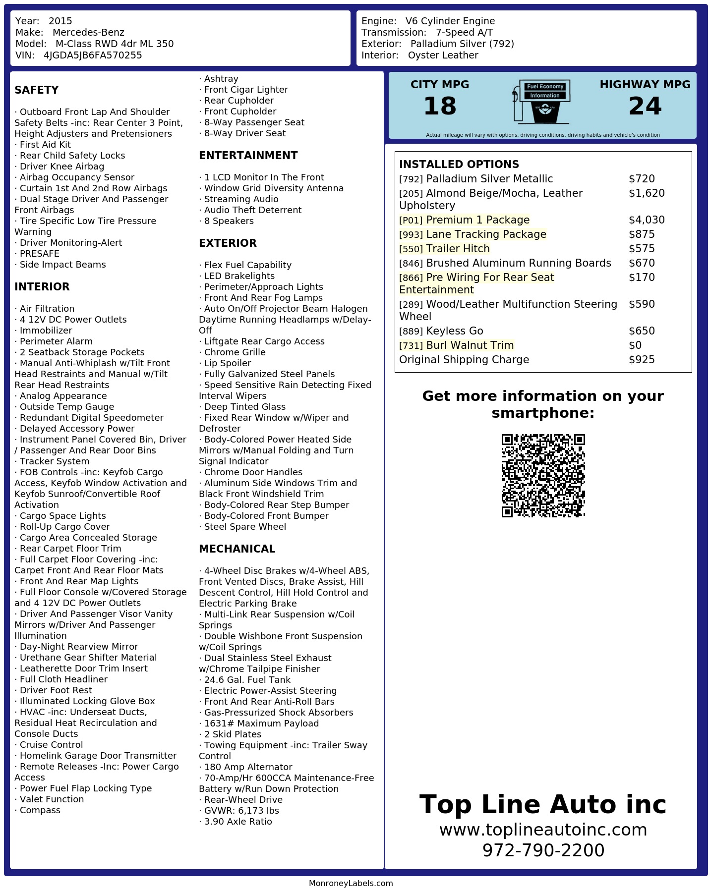 Monroney Label
