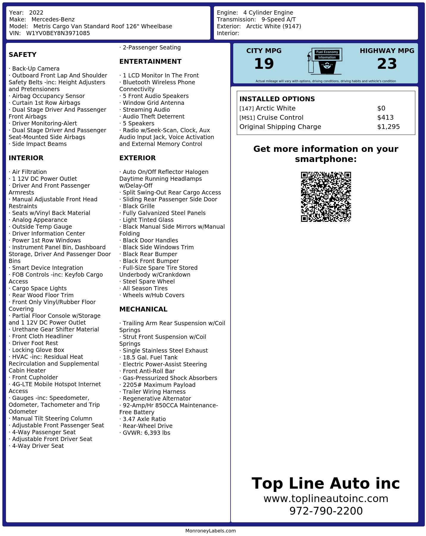 Monroney Label