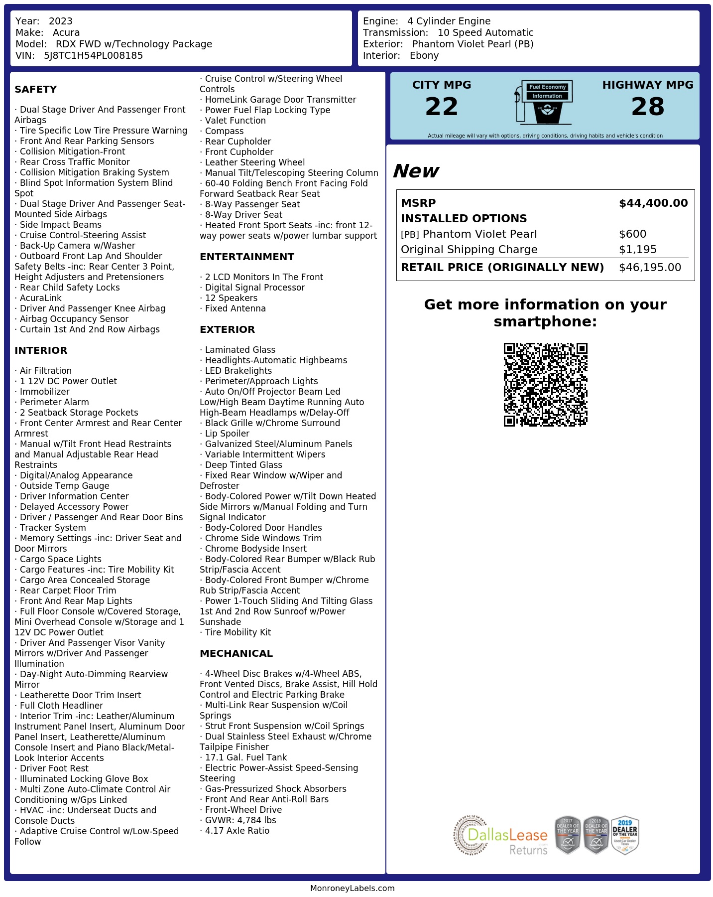 Monroney Label