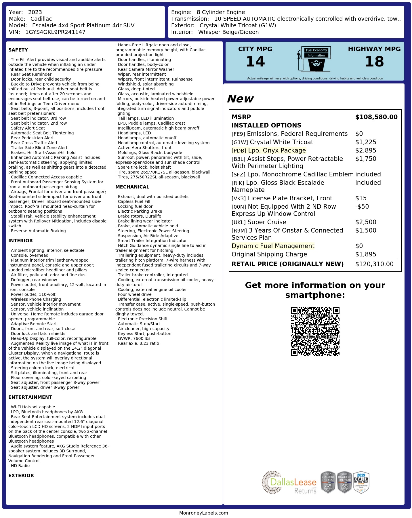 Monroney Label
