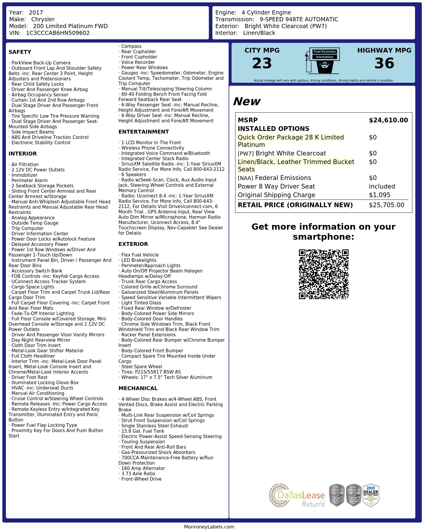 Monroney Label