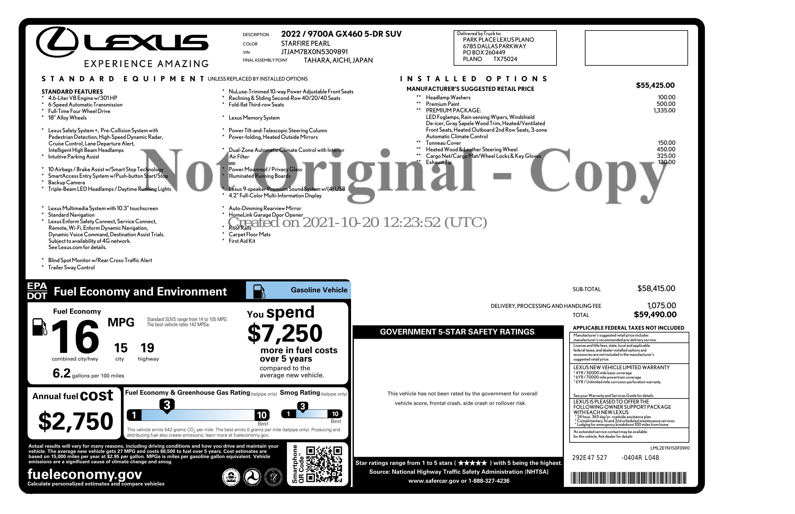 Monroney Label