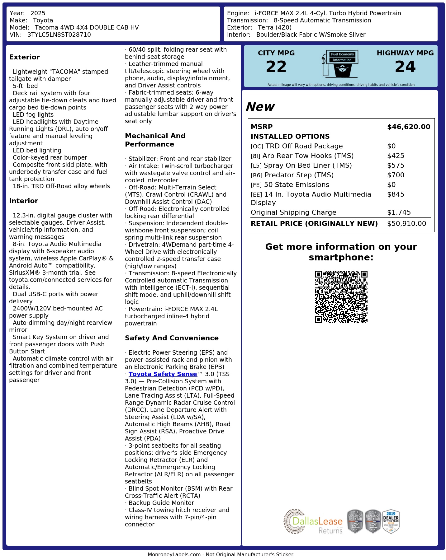 Monroney Label