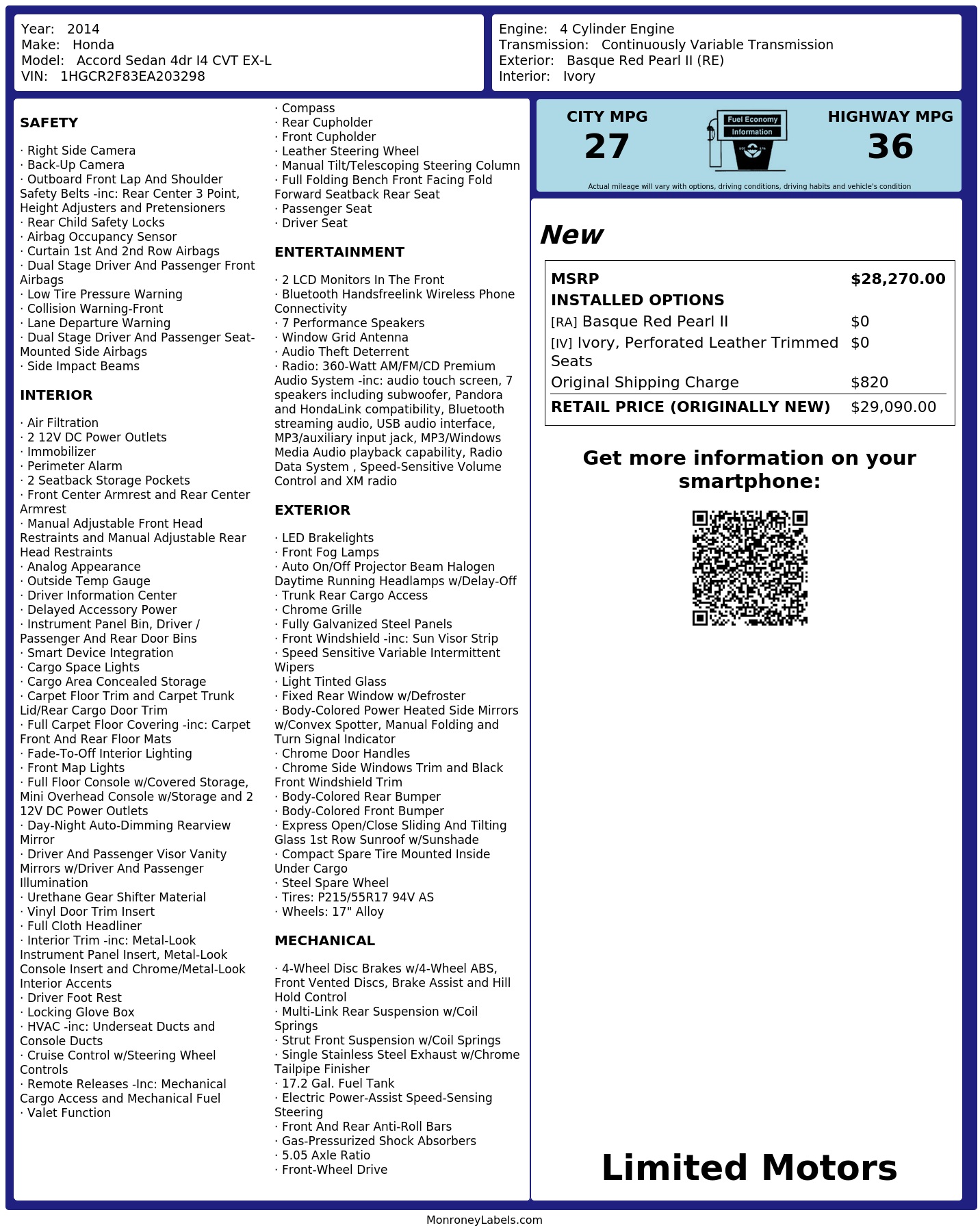 Monroney Label