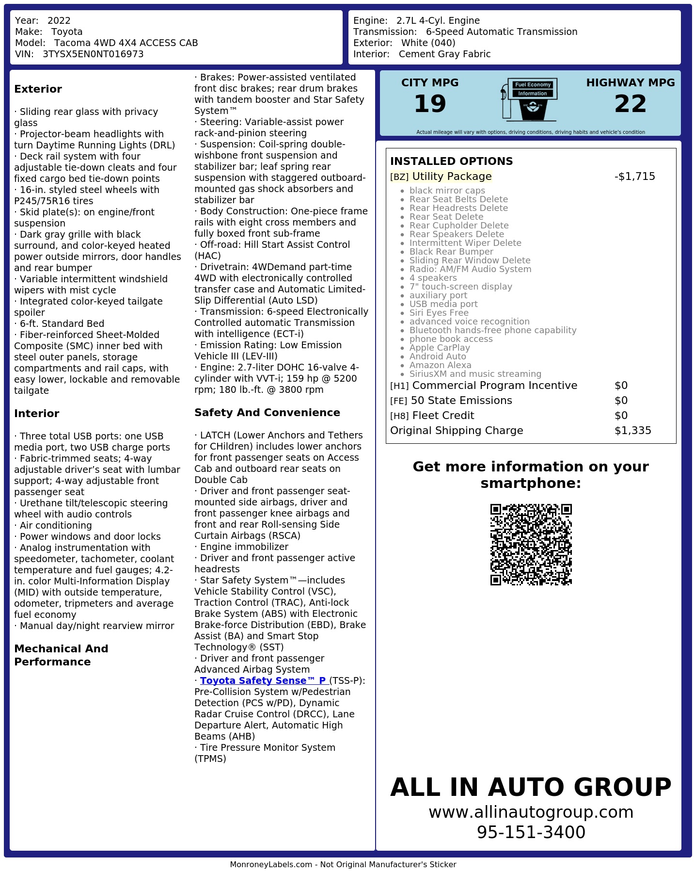 Monroney Label