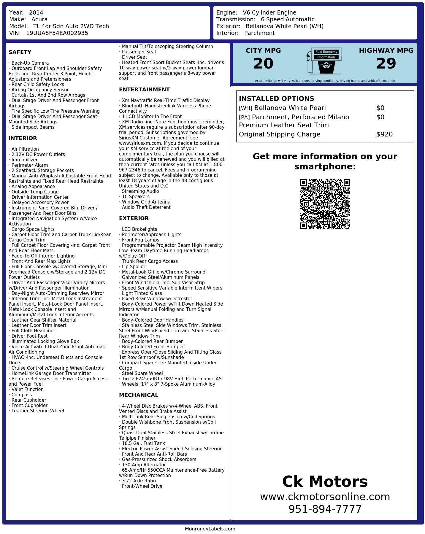 Monroney Label