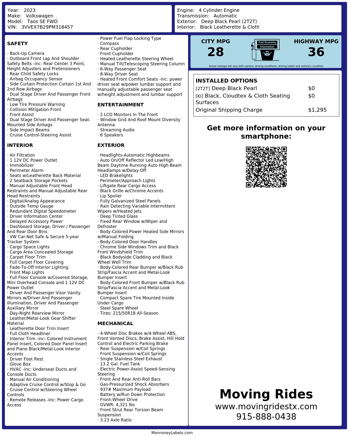 Monroney Label