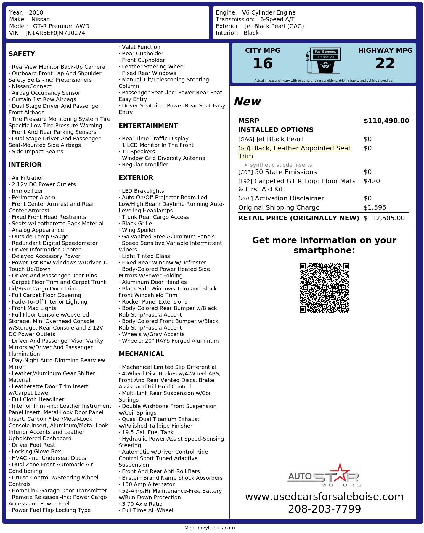 Monroney Label