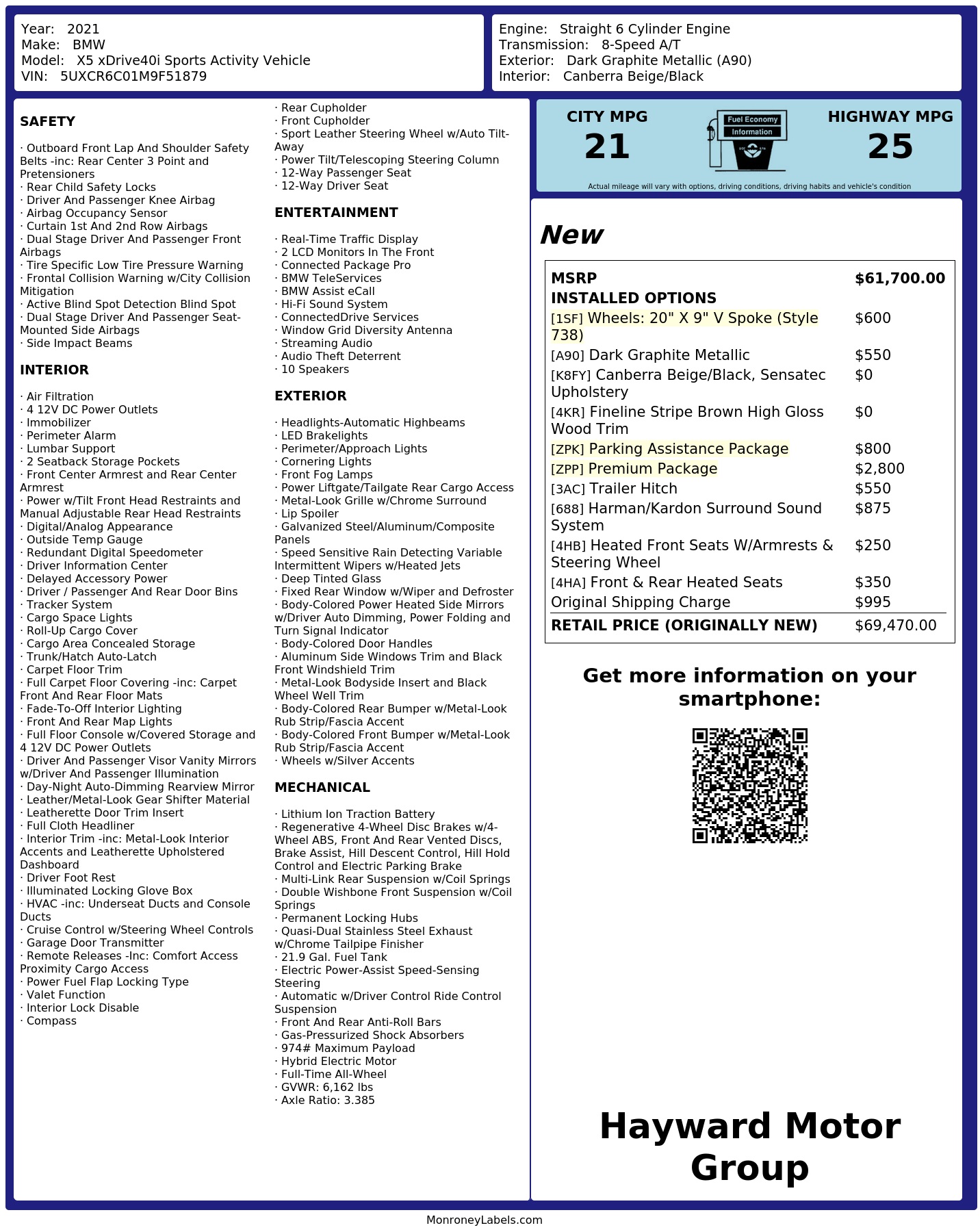 Monroney Label