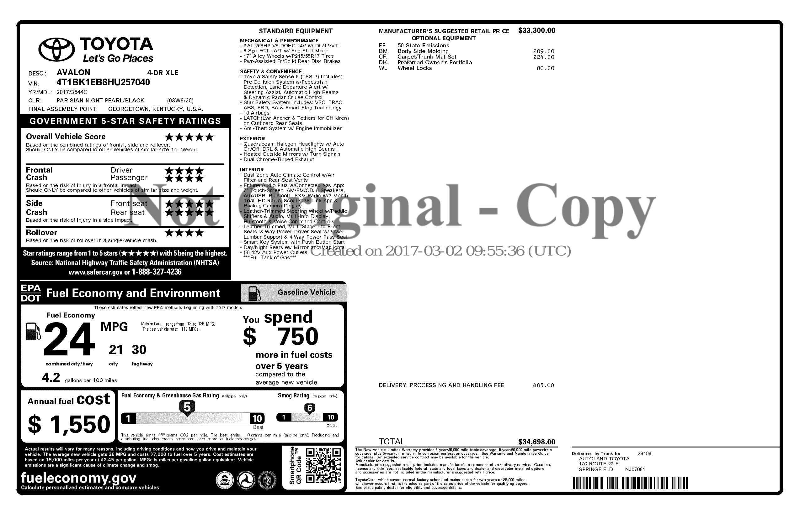 Monroney Label