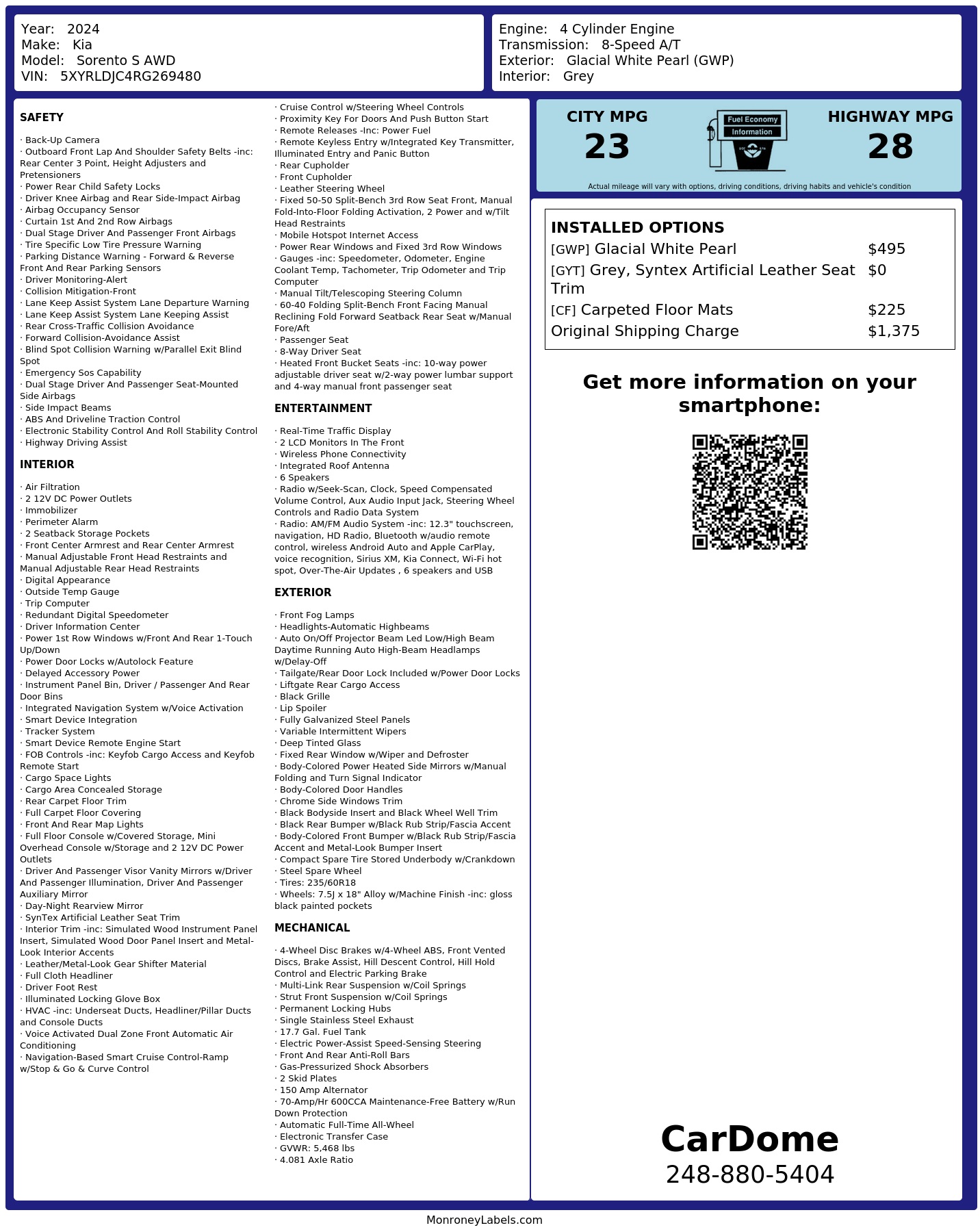 Monroney Label