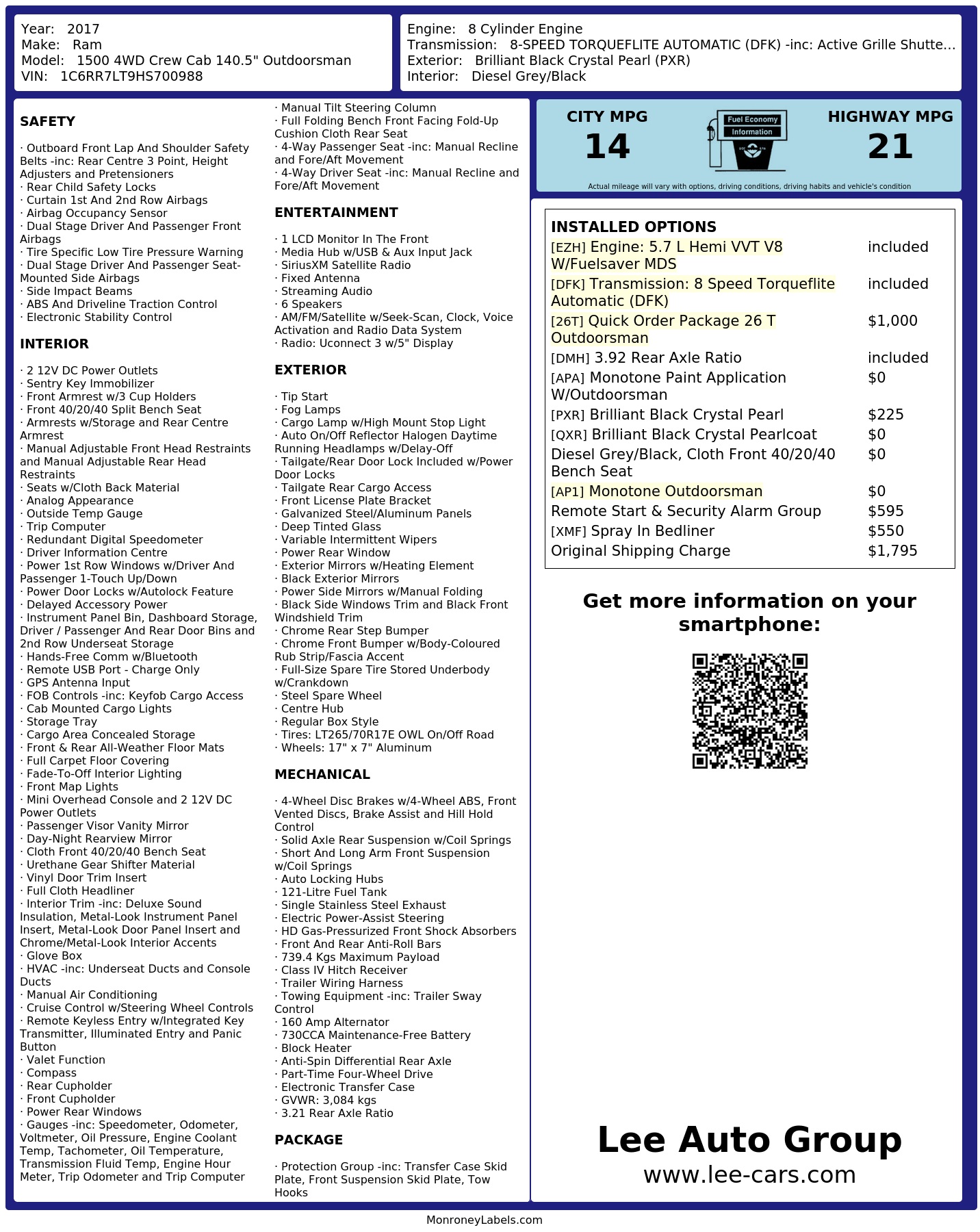 Monroney Label