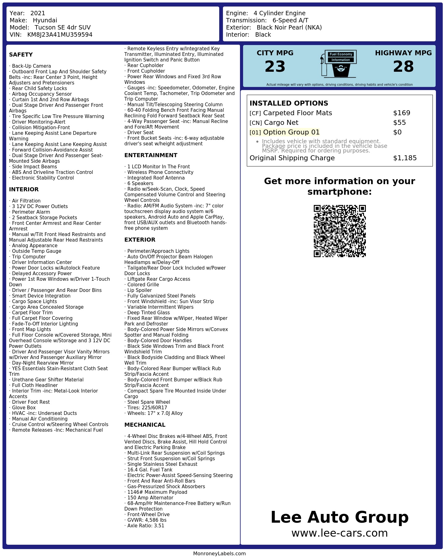 Monroney Label